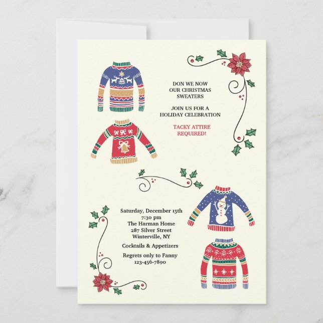 Invitation à la soirée de fêtes de Noël avec pulls (Devant)