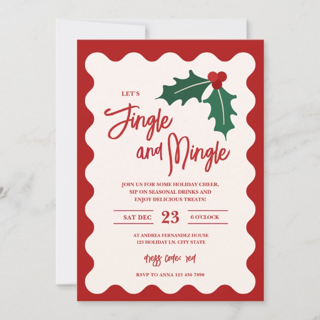 Invitation à la Soirée de Fêtes Festive Jingle et  (Devant)