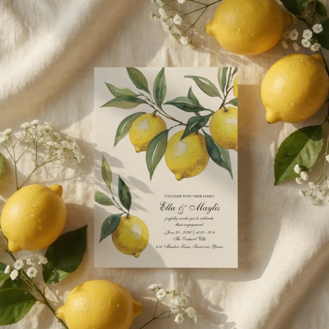 Invitation à la soirée de fiançailles au citron |  (Créateur téléchargé)