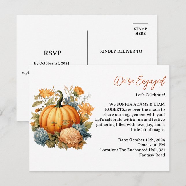 Invitation à la soirée de fiançailles d'automne so (Devant / Derrière)