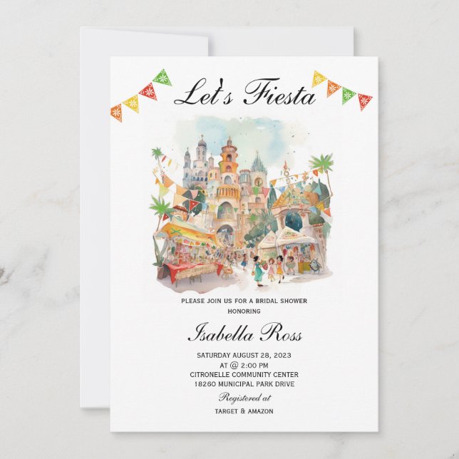 Invitation à la soirée de fiançailles Fiesta (Devant)