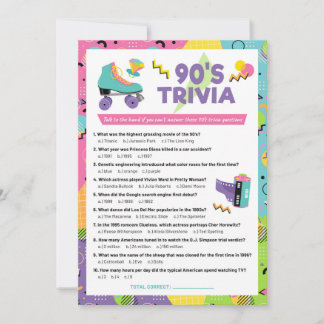 Invitation à la soirée de jeu de trivia sur les an