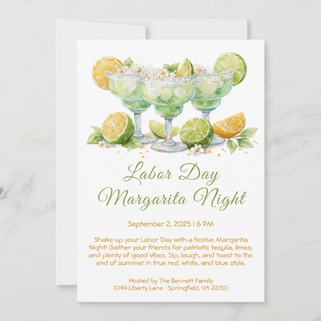 Invitation à la soirée de margarita de la fête du  (Devant)