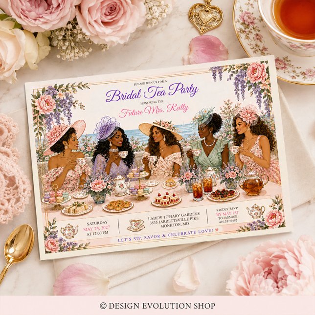 Invitation à la soirée de thé de mariage afro-amér (Créateur téléchargé)
