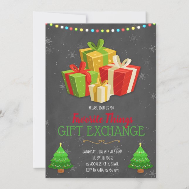 Invitation à la soirée d'échange de cadeaux préfér (Devant)