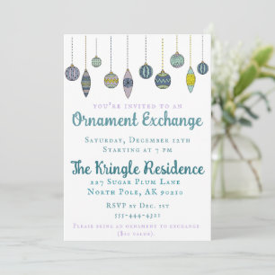Invitation à la soirée d'échange d'ornements chic 