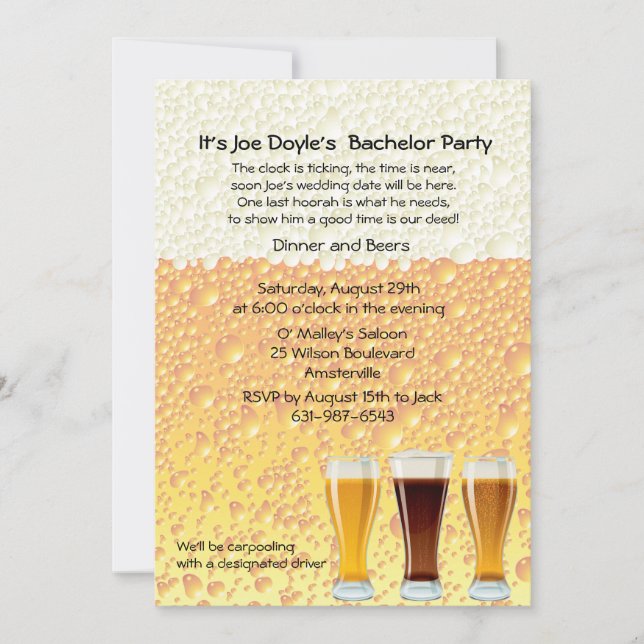Invitation à la soirée d'enterrement de vie de gar (Devant)