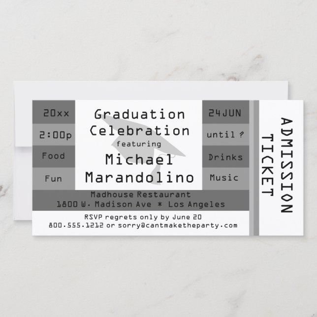 Invitation à la soirée d'entrée unique en argent (Devant)