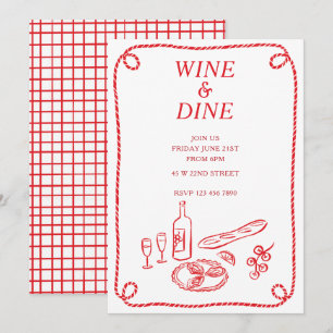 Invitation à la soirée d'été Vin et Dîner