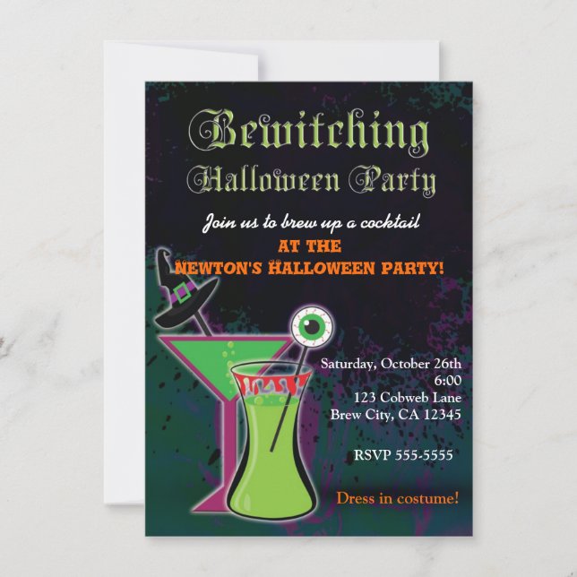 Invitation à la soirée d'Halloween aux cocktails e (Devant)