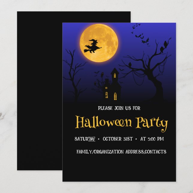 Invitation à la soirée d'Halloween de la pleine lu (Devant / Derrière)