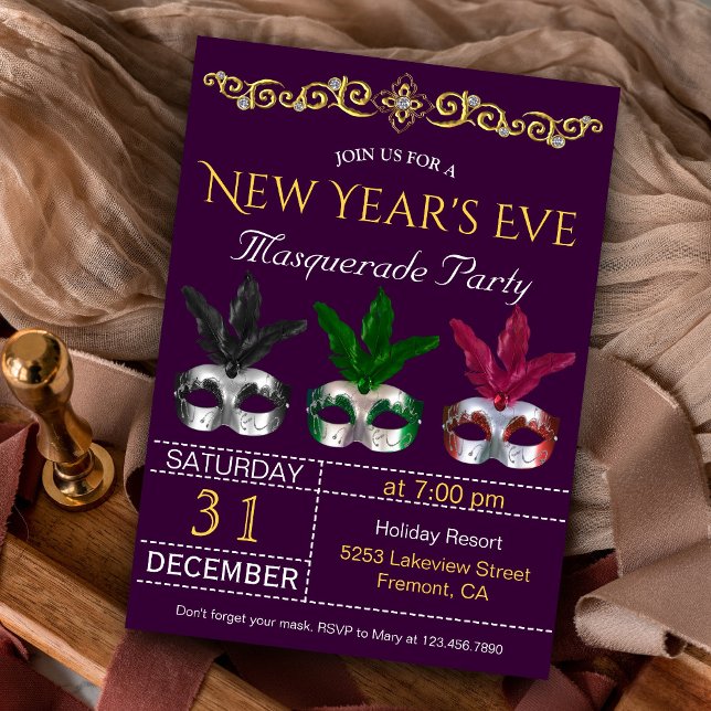 Invitation à la soirée du Nouvel An avec masques d (Créateur téléchargé)