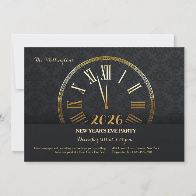 Invitation à la soirée du Nouvel An en or (2) (Devant)