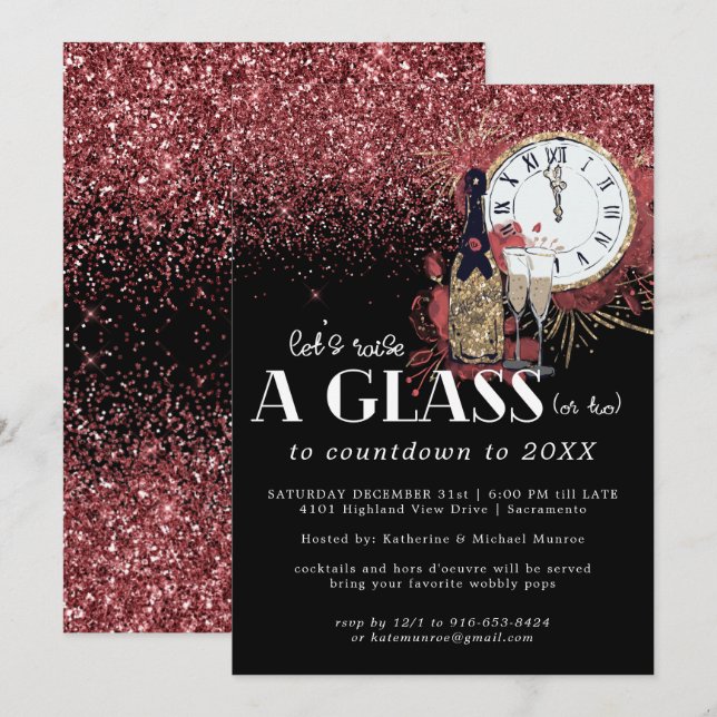 Invitation à la soirée du Nouvel An Glitz et Glamo (Devant / Derrière)