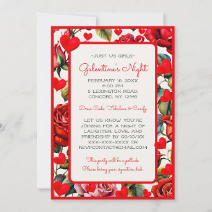 Invitation à la soirée Galentine's Roses & Cœurs
