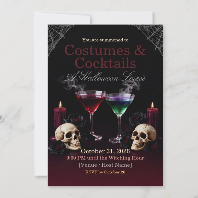 Invitation à la soirée Halloween Costumes & Cockta (Devant)