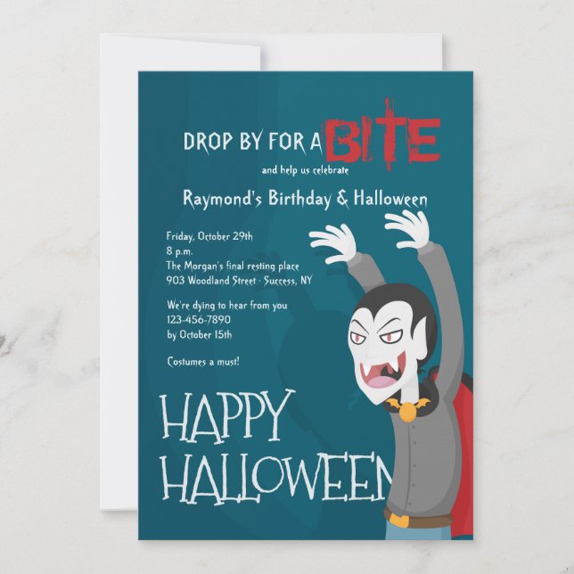 Invitation à la soirée Halloween de Dracula (Devant)