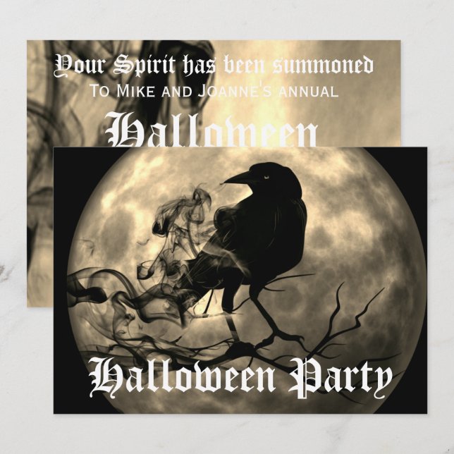 Invitation à la soirée Halloween de la pleine lune (Devant / Derrière)