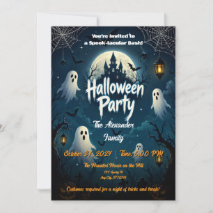 Invitation à la soirée Halloween de nuit bleue des