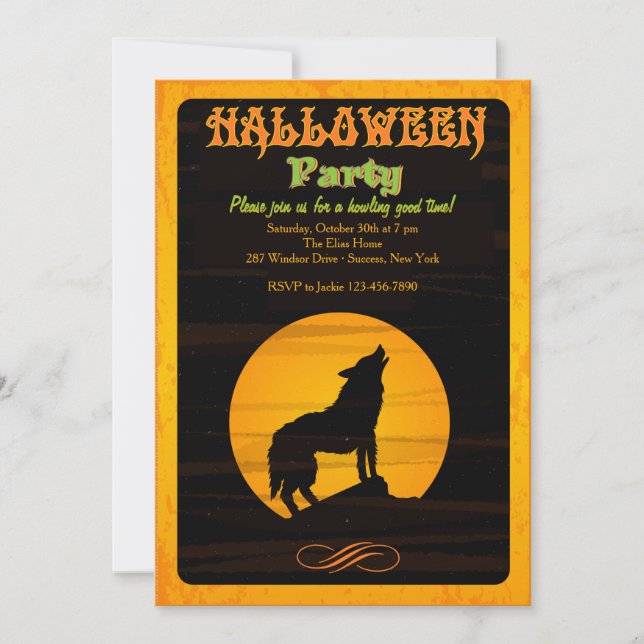 Invitation à la soirée Halloween Hurler à la Lune (Devant)