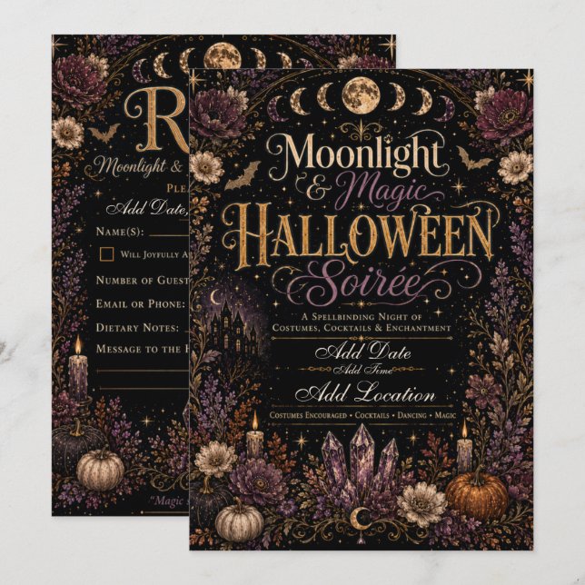 Invitation à la Soirée Halloween Moonlight & Magic (Devant / Derrière)