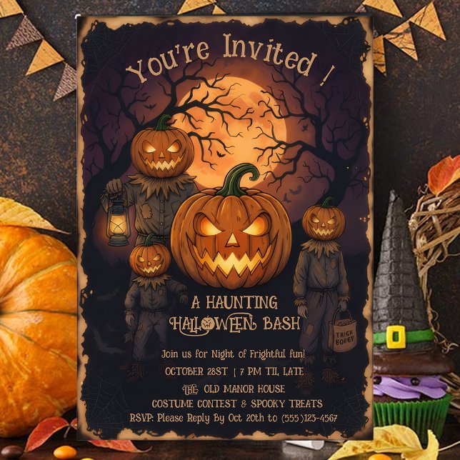 Invitation à la Soirée Halloween Tête de Citrouill (Créateur téléchargé)