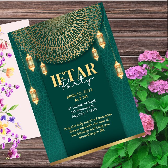 Invitation à la soirée Iftar de Ramadan verte et d (Créateur téléchargé)