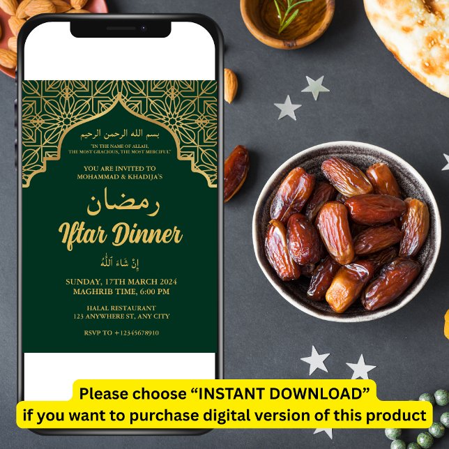 Invitation à la soirée IFTAR DÎNER Iftar (Créateur téléchargé)