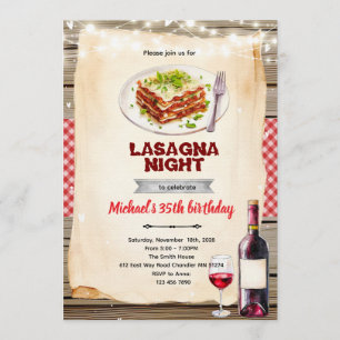 Invitation à la soirée lasagnes et vin