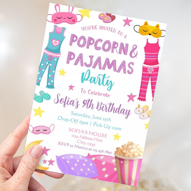 Invitation à la soirée popcorn et pyjamas (Créateur téléchargé)