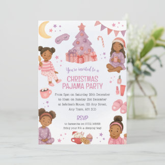Invitation à la soirée pyjama de Noël pour filles
