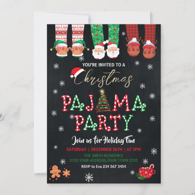 Invitation à la soirée pyjama des fêtes de Noël (Devant)
