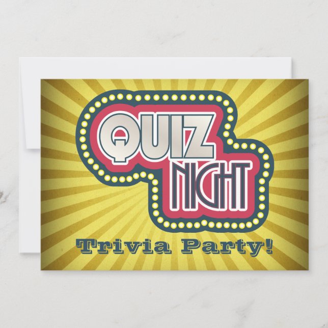 Invitation à la soirée quiz de trivia (Devant)