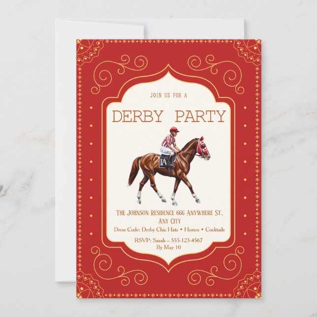 Invitation à la soirée Royal Red & Gold Kentucky D (Devant)