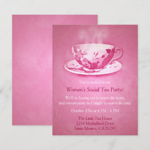 Invitation à la soirée thé rose de charme
