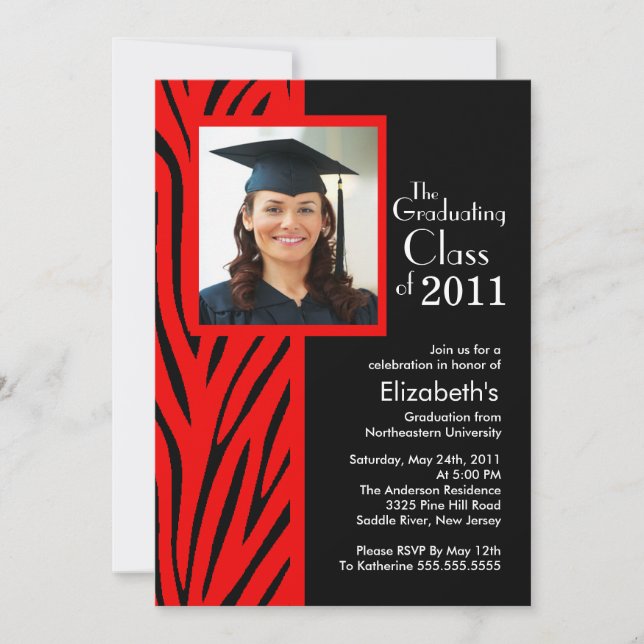 Invitation à la sortie de la photo Red Zebra (Devant)