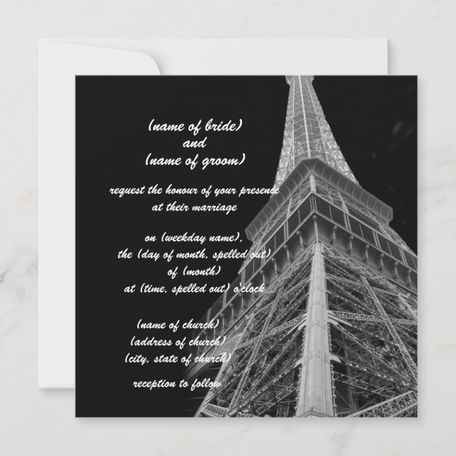 invitation à la tour eiffel (Devant)