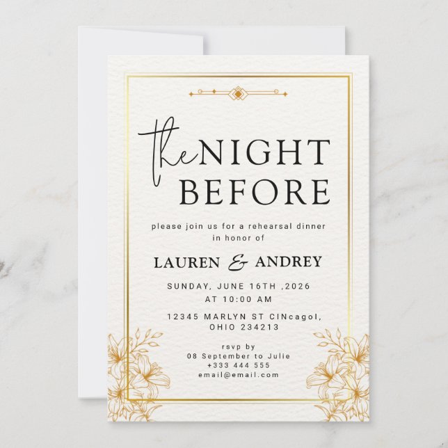 Invitation à la veille du mariage (Devant)