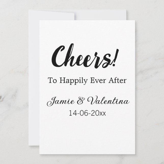 Invitation À la vie heureuse pour toujours nom du couple date (Devant)