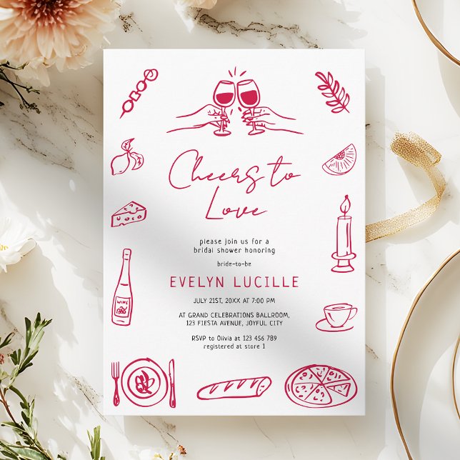Invitation À l'amour - Fête de mariage rétro dessinée à la ma (Créateur téléchargé)