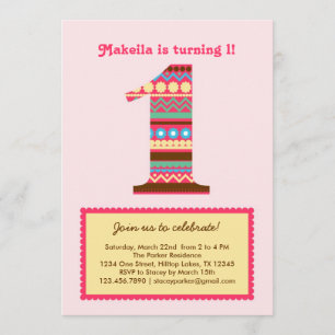 Invitation à l'anniversaire Big Number One