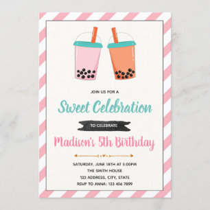 Invitation à l'anniversaire Boba milktea