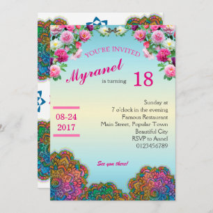 Invitation à l'anniversaire coloré de Mandala avec