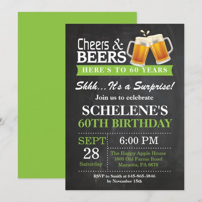 Invitation à l'anniversaire de 60e anniversaire de (Devant / Derrière)
