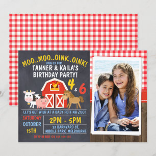 Invitation à l'anniversaire de Barnyard Chalkboard