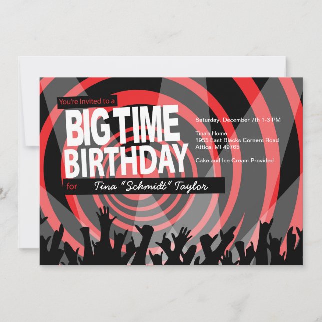 Invitation à l'anniversaire de Big Time (Devant)