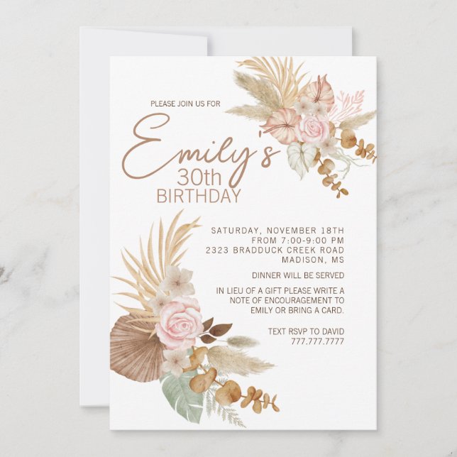 Invitation à l'anniversaire de Boho - N'importe qu (Devant)