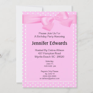 Invitation à l'anniversaire de Bow et Dots