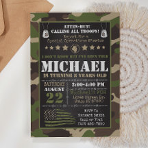 Invitation à l'anniversaire de Camo de l'armée