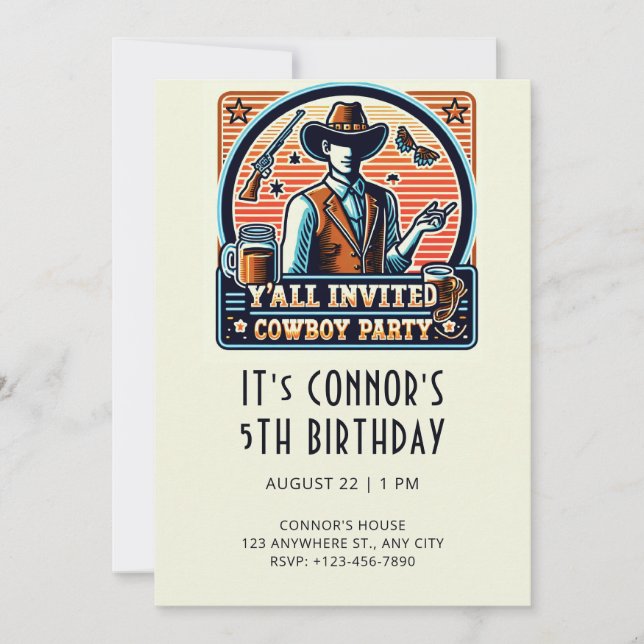 Invitation à l'anniversaire de Cowboy (Devant)